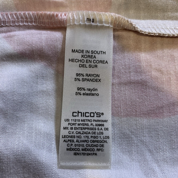 Chico's Top NWT Sz 4 (2x) Liquid Knit Tropical Heat Elbow Sleeve High Boat Neck - Picture 6 of 8